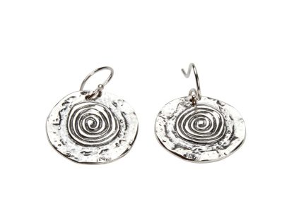 Silver Squiggle Disc Earrings