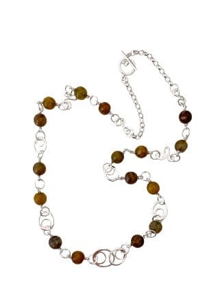 Silver Necklace with Brown Agate beads